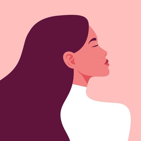 Portrait of a young woman in profile Woman Side Profile Illustration, Woman Profile Illustration, Side Profile Illustration, Side Profile Woman, Skateboard Ideas, Silent Book, Minimalism Style, Sauna Design, Female Profile