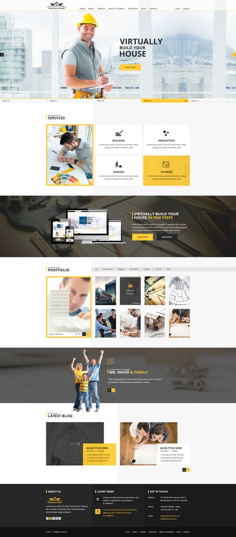 Constructioner - Modern Construction PSD Template Construction Website Templates, Web And App Design, Design Sites, Modern Construction, Dropshipping Store, Website Template Design, Web Design Ideas, Web Ui Design, Shopify Dropshipping