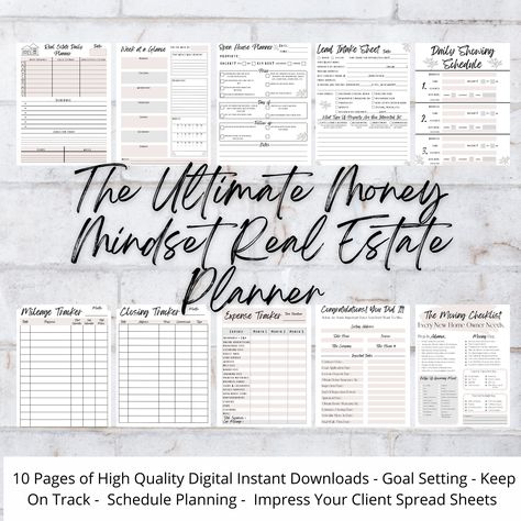 The Ultimate Money Mindset Femme Aesthetic Real Estate Agent Planner Digital Printable/ Download For Real Estate/ Open House/ Listing Needs. Aesthetic Real Estate Agent, Aesthetic Real Estate, Estate Agent Office, Panda Planner, Real Estate Marketing Strategy, Open House Real Estate, Getting Into Real Estate, Moving Checklist, Real Estate Office