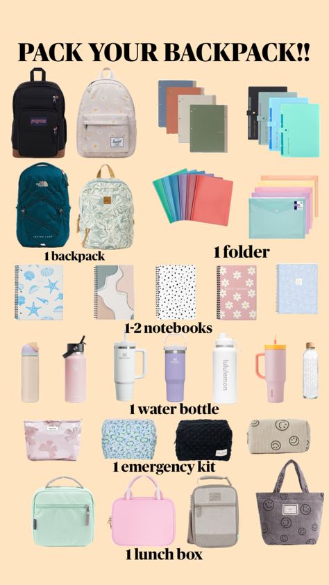 Pack your backpack!! #backtoschool Bag Organization Ideas, School Bag Organization, Cute Backpacks For School, School Backpack Essentials, After School Routine, School Bag Essentials, Backpack Essentials, Challenge Games, Summer Fun List