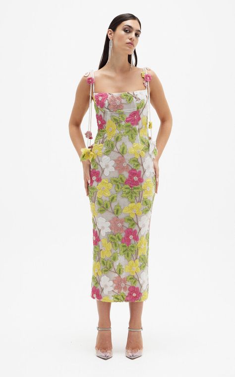 Willow Floral Dress By Rachel Gilbert | Moda Operandi Carolina Herrera Fashion, Ruffle Linen, Rachel Gilbert, Silk Gown, Party Dress Short, Carolina Herrera, Pre Fall, Chic Dress, Edgy Fashion