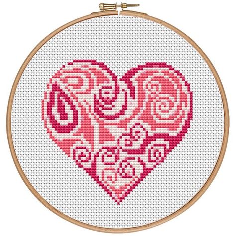 Counted Cross Stitch Patterns Free, 123 Cross Stitch, Free Love, Heart Red, Cross Stitch Heart, Valentine Love, Sewing Stitches, Diy Cross Stitch, Cross Stitch Patterns Christmas