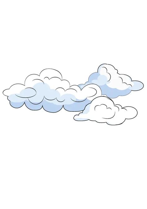 Aesthetic Cloud Drawing, Draw Clouds Step By Step, Sky Drawing Clouds, Clouds Aesthetic Drawing, Clouds Doodle, How To Draw Clouds, Cloud Printable, Draw Clouds, Cloud Outline