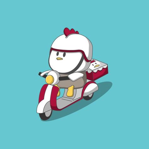 Chicken delivery riding a motorbike Prem... | Premium Vector #Freepik #vector #background #food #business #menu Chicken Delivery, Background Food, Food Business, Vector Background, Koala, Premium Vector, Graphic Resources, Vector Free, Mario Characters