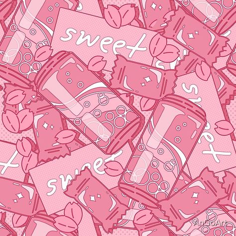 Sweet Icons Aesthetic, Pink Anime Art Aesthetic, Kawaii Food Background, Kawaii Pictures Pink, Anime Candy Aesthetic, Cute Pink Art Aesthetic, Candy Pfp Aesthetic, Pink Soda Aesthetic, Lovecore Pfp Pink