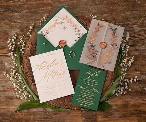 Vellum wedding invitation gold foil wedding invitation | Etsy Shine Wedding Invitations, Wedding Invitations Uk, Rose Gold Wedding Invitations, Gold Foil Wedding Invitations, Bespoke Wedding Invitations, Emerald Green Weddings, Glitter Wedding Invitations, Gold Foil Wedding, Green Wedding Invitations