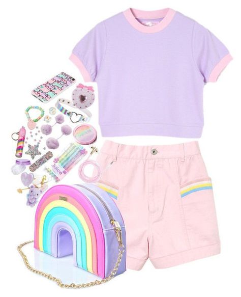 Kid Core Outfits, Pastel Colors Fashion, Kidcore Clothing, Pusheen Cute, Pastel Design, Pastel Kawaii, Space Outfit, Kawaii Harajuku, Rainbow Outfit