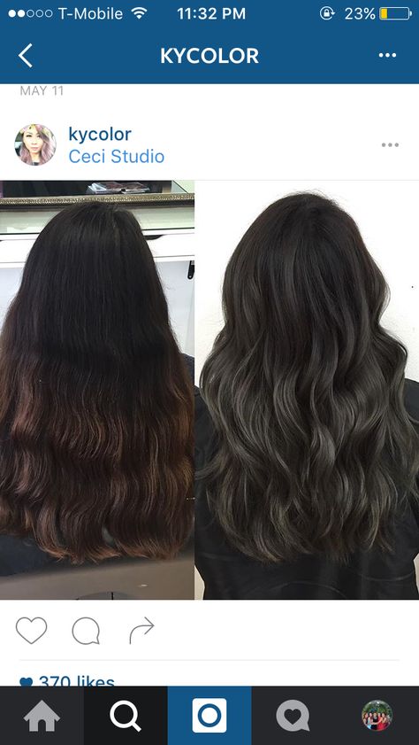 charcoal and ash tones on dark hair! balayge silver on dark hair Deep Ash Brown Hair, Hair Color For Brown Skin Indian, English Essays, Charcoal Hair, Underlights Hair, Black Hair Balayage, Ash Hair, Silver Hair Color, Book Report