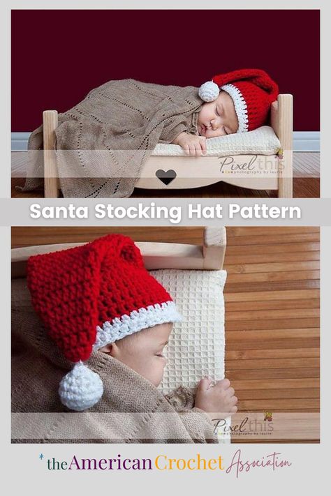 Infant Santa Hat Crochet Pattern Free, Santa Hat For Baby, Crochet Infant Santa Hat, Santa Claus Hat Crochet Pattern Free, Crochet Santa Hat Baby, Crochet Santa Hat Free Pattern Baby, Baby Christmas Hats Crochet, Preemie Santa Hat Crochet Pattern, Easy Crochet Christmas Gnome