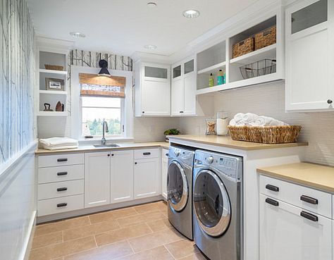 cole and sons wallpaper Eye-Catching Laundry Room Shelving Ideas Contemporary Laundry Room, Transitional Laundry Room, Traditional Laundry Room, Laundry Room Storage Shelves, Room Storage Diy, Laundry Ideas, Basement Laundry, Shingle Style Homes, Laundry Room Shelves