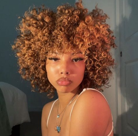 Afro Hair Color, Jerry Curl Hair, Cabello Afro Natural, Short Natural Curly Hair, Dyed Curly Hair, Highlights Curly Hair, Afro Natural, Curly Hair Braids, Brown Hair Looks