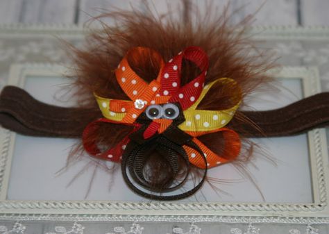 Turkey Ribbon Sculpture Headband Turkey Hair by EdelweissBowtique, $7.95 Thanksgiving Sewing, Turkey Hair Bow, Turkey Headband, Turkey Bow, Thanksgiving Headbands, Thanksgiving Hair Bows, Thanksgiving Bow, Thanksgiving Hair, Holiday Hair Accessories