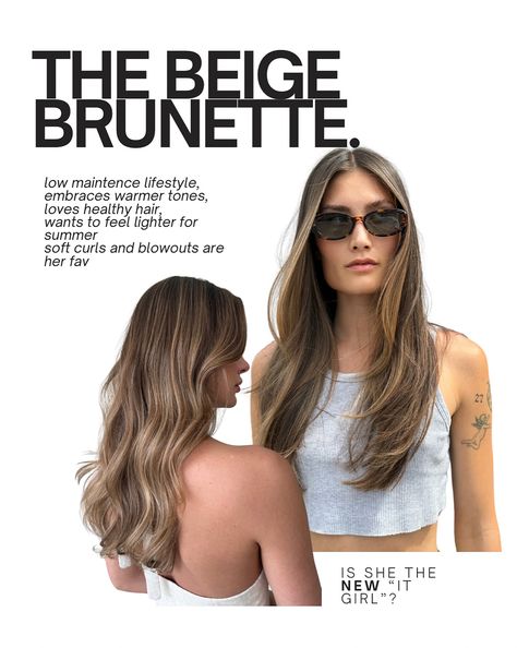 TRENDING THIS SUMMER: The Beige Brunette For brunettes who want healthy shiny hair with a kiss of warmth & dimension, this color is for YOU! Some favourite beige brunette glosses I’ve been using are: 7NCH 6GB 8GI 8NB #haireducation #beigebrunette #trendinghair #summerhair Biscuit Brunette, Cool Beige Brunette, Beige Brunette Hair, Beige Brunette, Beige Hair Color, Healthy Shiny Hair, Beige Hair, Soft Curls, A Kiss