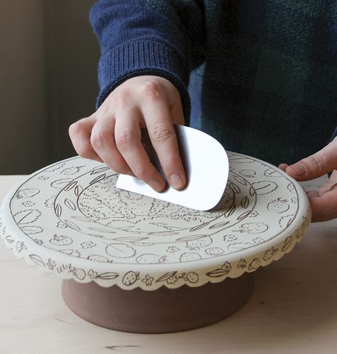 An Illustrated Cake Stand Pottery Cake Stand Handmade, Pottery Cake Stand, Ceramic Tutorials, Ceramic Cake Stand, Pottery Making Illustrated, Cake Stand Ceramic, Pottery Inspo, Makes Me Laugh, Ceramic Glaze Recipes