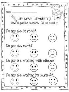 Interest Inventory on Pinterest | Reading Interest Inventory ... Interest Inventory Elementary, First Day First Grade, Student Interest Inventory, Student Interest Survey, Interest Inventory, Interest Survey, Survey Questionnaire, Student Survey, Get To Know You Activities