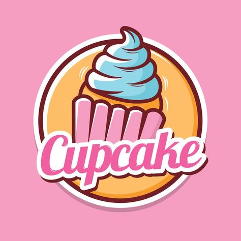 Cake Logo Design Graphics, Cupcakes Logo, Cakes Logo, Cupcake Branding, Cupcake Logo Design, Dessert Logo, Logo Design Negative Space, Recipe Book Design, Logo Cake