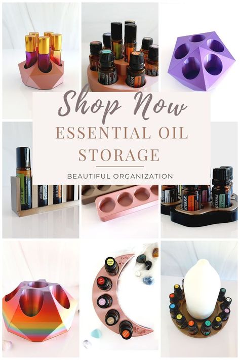 Images of essential oil storage stands and organizers for with doTERRA and young living bottles and roller balls. Essential Oil Storage Ideas, Room Spray Recipe, Counter Bathroom, Copaiba Essential Oil, Diy Dry Shampoo, Diy Essential Oil Recipes, Natural Beauty Recipes, Bedroom Nightstand, Diy Essentials