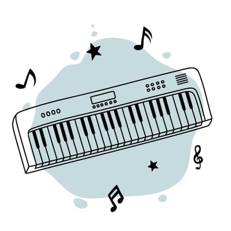 Drawing Of Piano, Keyboard Drawing, Cartoon Keyboard, Piano Sketch, Piano Drawing, Rgb Keyboard, Piano Ideas, Drawing Logo, Piano Keyboard