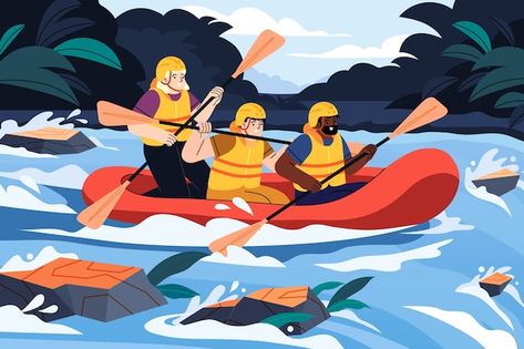 River Rafting, Rafting, Graphic Resources, Vector Free, Camping, Water, Art