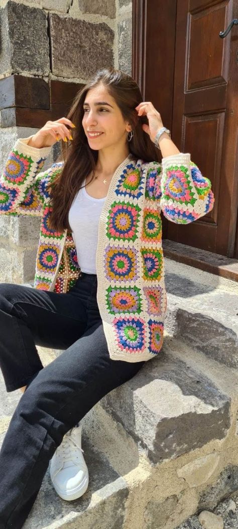 Granny Square Afghan Coat, Boho Crochet Jacket, Afghan Crochet Cardigan, Oversized Jacket, Oversized Wool Coat, Granny Square Sweater - Etsy Canada Baby Jackets Pattern, Fall Outfits 2023, Square Sweater, Crochet Baby Jacket, Granny Square Sweater, Christmas Crochet Patterns Free, Afghan Coat, Oversized Wool Coat, Patchwork Cardigan