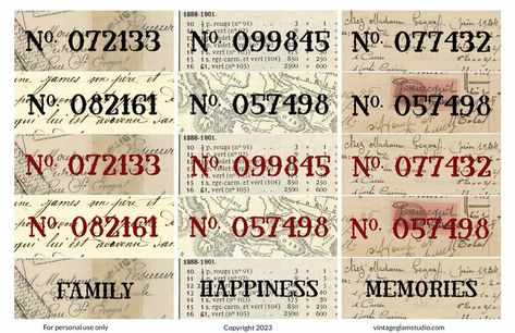 Free Fall Vintage Style Number Labels Printable - Tim Holtz Free Printables, Free Printable Vintage Number Labels, Free Printable Numbers For Junk Journals, Free Vintage Labels Printables, Free Printable Junk Journal Labels, Free Ephemera Printables, Free Vintage Printables Ephemera, Free Scrapbook Printables, Free Printable Ephemera