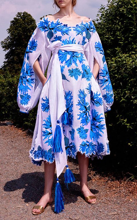 Yuliya Magdych. Yuliya Magdych, Dress Moda Operandi, Lady Popular, White Slip Dress, White Slip, Sleeve Midi Dress, Long Puff Sleeves, Long Sleeve Midi, Cornflower Blue