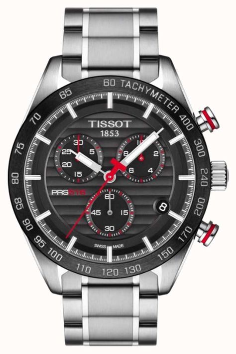 Tissot Mens PRS 516 Chronograph Black Dial Stainless Steel Bracelet T1004171105101 - First Class Watches™ Tissot Mens Watch, Army Watches, Tissot Watches, Skeleton Watches, Citizen Watch, Vintage Watches For Men, Omega Seamaster, Rolex Datejust, Sport Watches