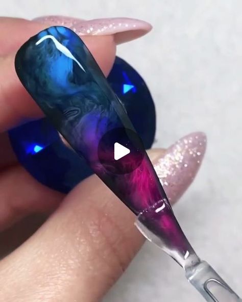 Saran Wrap Nail Art, Glass Marble Nails, Blooming Ink Nail Ideas, Blooming Gel Nail Art Marble, Blooming Nails Design, Geode Nail Designs, Alcohol Ink Nail Art, Nail Blooming Gel, Blooming Nails Gel