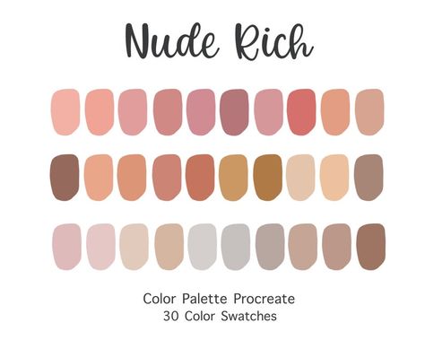 Procreate Tools, Procreate Palettes, Nude Color Palette, Procreate Palette, Procreate Color Palette, Colour Pallets, Hex Color Palette, Color Palette Challenge, Color Pallete