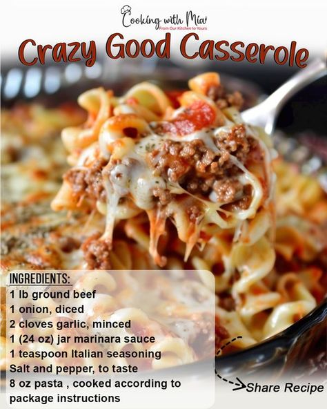 Cooking With Mia, Crazy Good Casserole, Pork Casserole, Food Thoughts, Ground Beef Casserole Recipes, Shells Recipe, Hamburger Casserole, Best Casseroles, Stuffed Shells Recipe