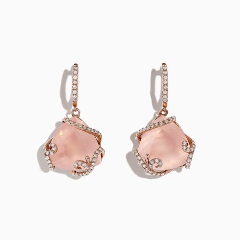 14K Rose Gold Rose Quartz and Diamond Earrings, 13.05 TCW Gold Diamond Drop Earrings, Sapphire Diamond Pendant, Yellow Gold Diamond Earrings, Diamond Flower Pendant, Beautiful Baubles, Sapphire And Diamond Earrings, Diamond Cluster Earrings, Rose Gold Quartz, Morganite Diamond