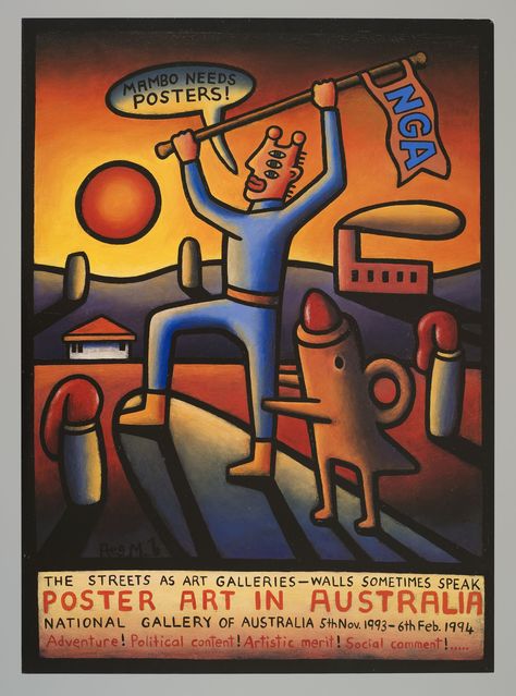 Poster, 'Poster Art in Australia', by Reg Mombassa for Mambo Graphics - MAAS Collection Reg Mombassa, Tee Ideas, Australian Capital Territory, Surfboard Art, Australia Sydney, Visual Board, New South Wales Australia, National Gallery, Street Culture