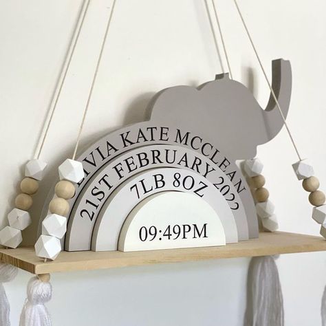 Nursery Decor Ideas Neutral, Wooden Nursery Decor, Elephant Theme Nursery, Elephant Nursery Boy, Unisex Nursery Themes, Animal Shelf, Safari Themed Nursery, Nursery Grey, Baby Elephant Nursery