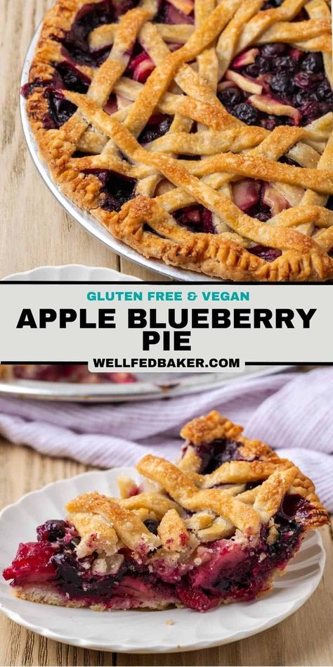 Easy Pie Filling, Apple Blueberry Pie, Gluten Free Pies Recipes, Gluten Free Holiday Recipes, Apple Blueberry, Gluten Free Dessert, Sweet Apples, Gluten Free Pie Crust, Gluten Free Pie