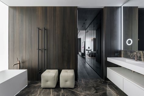 Enter a new level of luxury | YDZN Yodezeen Architects, Monochrome Apartment, Bedroom Tile, Neoclassical Interior, Latest Living Room Designs, Luxury Floor, Living Room Tiles, Luxury Flooring, Floor Lamps Living Room