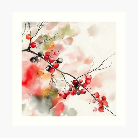 Get my art printed on awesome products. Support me at Redbubble #RBandME: https://www.redbubble.com/i/art-print/Watercolor-Cranberries-and-Autumn-Berries-Seasonal-Botanical-Art-Print-by-solynneart/165236057.1G4ZT?asc=u Watercolor Cranberries, Watercolour Berries, Berries Watercolor, Autumn Berries, Christmas Berries, Botanical Art, Cranberry, Berry, My Art