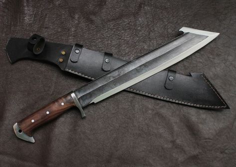 -Handforged in Nepal -16.5 inches Un-polished Blade made of 5160 leaf spring of Truck with Blance Tempered. - 6 inches full tang Handle made of Rosewood. - Come with Scabbard. -Width and belly -50millimeter. - Thickness in Spine -8 millimeters. -Overall Weight include Sheath-1655 gram. -Comes with warranty. Knight Angel, Ninja Suit, Fantasy Blade, Kukri Knife, Cool Swords, Cool Knives, Bowie Knife, Handmade Knives, Leaf Spring