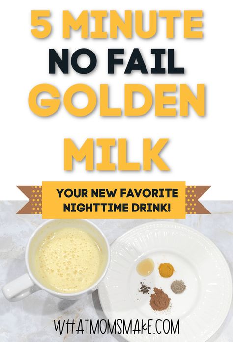 This super easy golden milk recipe is the perfect addition for your night time routine! You can make this quickly so you'll never miss a night! #goldenmilk #tumerictea #tumericmilk Golden Milk Smoothie For Sleep, Night Time Milk Drink, Night Time Beverage, Easy Golden Milk Recipe, Night Time Drinks, Nighttime Smoothie, Benefits Of Golden Milk, Golden Milk Latte Recipe, Golden Milk Recipe Turmeric