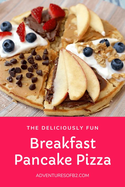 Pancake Pizza, Banana Granola, Fun Breakfast, Peanut Butter Nutella, Pancakes Breakfast, Chocolate Pancakes, Make Breakfast, Peanut Butter Chocolate Chip, Breakfast Pizza