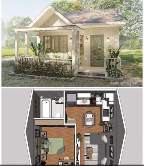 Small Adu Layout, Sims 4 Tiny House Floor Plans With Loft, Ada Tiny House Floor Plans, Adu Designs Cottage, 12x24 Tiny House Floor Plans Family Home Plans, Small Cottage House Plans, Shed Home, Small Cottage Homes, Tiny House Community