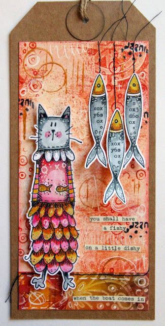 The Kathryn Wheel Kate Crane, Carabelle Studio Stamps, Birthday Challenge, Challenge Video, Swimming Fish, Art Trading Cards, Art Journal Cover, Mixed Media Tags, Mixed Media Journal