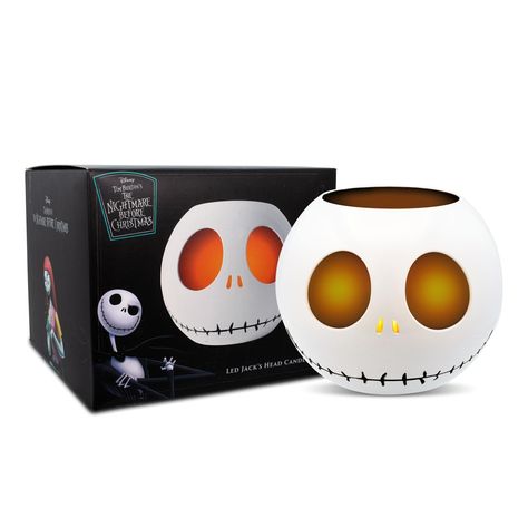 Light up your corner of the world with this frightfully fun Tim Burton's The Nightmare Before Christmas LED Jack's Head Candle. Shaped like the Pumpkin King's iconic skull, this lamp sets the mood for spooky. Jack Skellington is ready to add his flickering light to your office, your bedroom, your bookshelf, your Halloween decor, or your Christmas mantle. And even when not lit, Jack's head makes the perfect creepy home decor. Get this safer version of a candle for yourself or gift it to your appr Creepy Home Decor, Nightmare Before Christmas Merchandise, Nightmare Before Christmas Gifts, Jack Nightmare Before Christmas, Nightmare Before Christmas Decorations, The Nightmare Before Christmas Jack, Sally Nightmare Before Christmas, Nightmare Before Christmas Halloween, Nightmare Before Christmas Jack