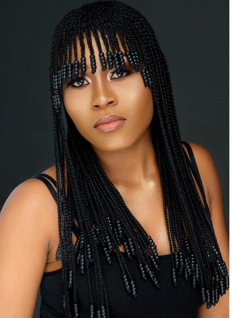 Braids With Bangs Hairstyles, Fringe Braid, Celebrity Wigs, Braided Bangs, Long Box Braids, Braided Wigs, Box Braids Styling, Braids With Beads, Braided Wig