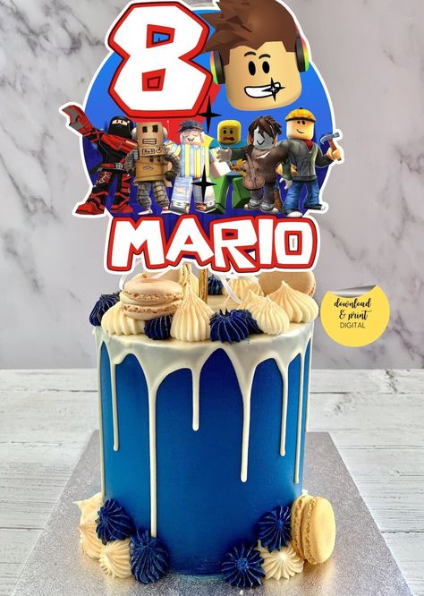 Custom ROBLOX Party Cake/12 Cup Cake Toppers Party Decor - Etsy Roblox Bday Cake, Roblox Theme, Unique Cakes Designs, Roblox Party, Roblox Cake, Roblox Gifts, Bear Birthday, Unique Cakes, Custom Cake Toppers