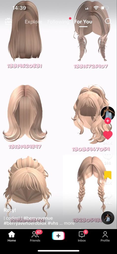 Brookhaven Blonde Hair, Roblox Y2k Hair, Roblox Brown Hair, Roblox Black Hair, Blonde Hair Roblox, Brown Hair Roblox Id, Roblox Y2k, Brown Hair Roblox, Blocksburg Outfit Codes￼