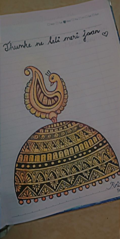 Jhumka Drawing Easy, Jhumka Mandala Art, Jhumka Drawing, Jewellery Drawing, Hinduism History, Jewel Drawing, Easy Mandala, Easy Mandala Drawing, Gold Earrings Models