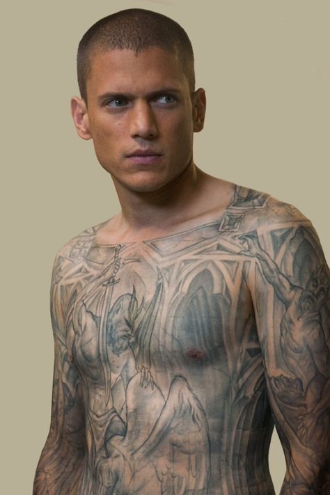 Wentworth Miller t020616 Michael Scofield Tattoo, Fox River Prison, Michael Schofield, Wentworth Miller Prison Break, Small Wave Tattoo, Ian Harding, Michael Scofield, Dominic Purcell, Lena Headey