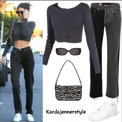 Kendall Jenner was spotted out and about in West Hollywood wearing a Brandy Melville Athelia Knit... Brandy Melville Athelia Knit Top, Athelia Knit Top, Kendall Jenner Clothes, Staud Tommy Bag, Kendall Outfits, Style Kendall Jenner, Dash Dolls, Lambskin Coat, Estilo Kylie Jenner