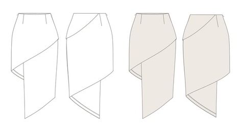 Woman skirt in vector graphic.
Pencil midi asymmetric skirt .Fashion illustration isolated template.Clothing technical sketch. Front and back views. Technical Sketch, Woman Skirt, Skirt Images, Asymmetric Skirt, Crop Image, Channel Art, Real Estate Flyers, House Vector, Shop Icon