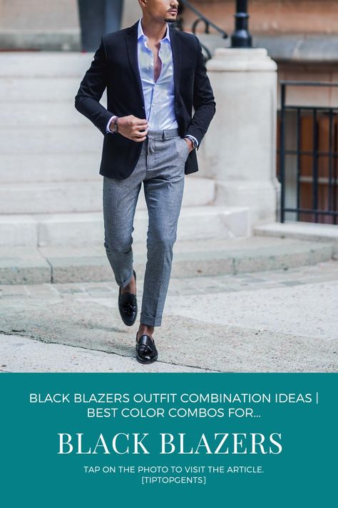 Black Blazer outfit men Black Blazer Combination For Men, Blazer Combinations For Men, Black Blazer Combination, Black Blazer Outfit Men, Black Suit Combinations, Men Blazer Outfit, Man Fashion Style, Blazer Ideas, Jeans Pants Outfit